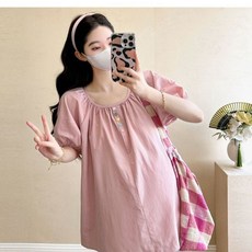 임부복 상의 봄 여름 빅사이즈 패션 트렌디 임산부 반팔 티셔츠 루즈핏 코디 여자 반팔티 WMY