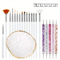 22PCS 전문가용 네일 아트 브러쉬 디자인 팁 아크릴 UV 젤 라인 페인팅 드로잉 조각 펜 DIY 매니큐어, 1개