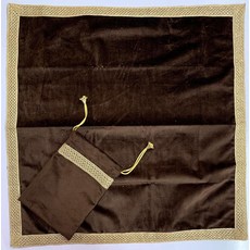 SMMS 스피리추얼 벨벳 식탁보 (그린 스몰- 46cm*46cm/18인치*18인치), 브라운