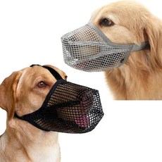透氣防咬寵物嘴罩大型犬專用, 1個, 1個裝,M碼 25-45斤 顔色隨機