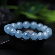 天然海藍寶水晶手鍊 冰種透體海藍寶潤藍單圈手鍊男女款飾品水晶手串