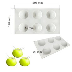 실리콘 샌드 무스 틀 베이킹 몰드 오목컵, 1개, 6구 중간 반원형 화이트