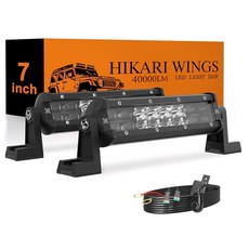 HIKARI WINGS 2026 10.2cm(4인치) LED 조명 바 2개 30 000LM 오프로드 30W 스팟 플러드 콤보 빔 IP68 방수 12V/24V 배선 하네스, 7 inch