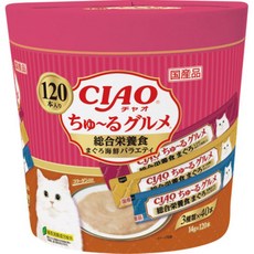 CIAO 啾嚕 貓咪肉泥點心 14g x 120支 鮪魚鰹魚綜合口味 日本國產, SC-215鮪魚海鮮綜合口味綜合營養食配方, 120個