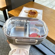 BOXES 304不鏽鋼保溫飯盒 食品級小學生兩格簡約帶湯碗午餐便當盒, 1個, （升級304食品級）綠色1000ml,飯盒【含湯碗】