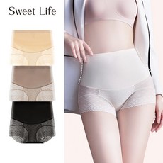 춘게엘 (M~XL) 여성 하이웨이스트 힙업 팬티 레이스 망사 팬티 3종세트 zy7109