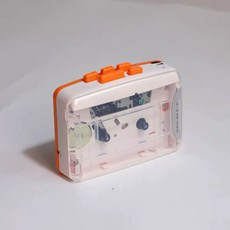 디얼픽유 팡쿠 레트로 바인 박스 플레이어 카세트 경량 휴대용, 1, E. 투명 패널 주황색 폰 모드 외부 오디오 불가.