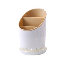 餐具瀝水置物架 廚房餐具收納 多功能瀝水架 碗筷收納盒 廚房置物架, 淡米, 1個