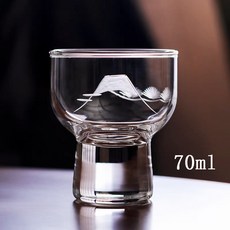 日本手工切子玻璃富士山清酒杯，附木盒，梅竹設計, 70毫升富士山清酒杯單隻, 1個