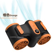 掛腰風扇 雙風筒設計三檔風力調節, 【黑橘】雙風筒10000mAh