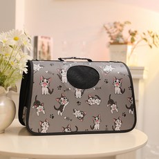 貓咪揹包多色多圖案寵物包多功能牛津布便攜式外出包廠家批發升級, 1個, 灰色笑臉貓