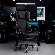 Takata 게이밍 PC방용 머리받침조절 고급 가죽 컴퓨터 의자, 블랙