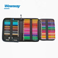 WOWWAY 유성 색연필 72색+펜대+연필깎이+지우개 컬러링북 고급미술용품 도구 파우치형, 1세트, 72색