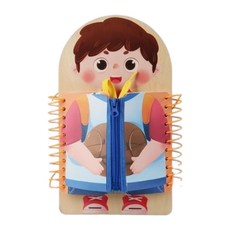 可折疊蒙特梭利忙碌板：兒童早教穿衣學習玩具，多層感官教具, 紅色, 1個