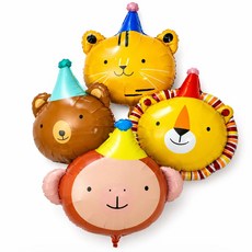 귀여운 동물풍선 4종세트 호일풍선 생일파티용품 어린이날 이벤트 대형풍선 1세트, 4개