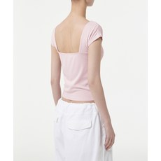 매장정품 무신사스탠다드우먼 MUSINSA STANDARD WOMAN 우먼즈 오픈 백 슬림 반팔 티셔츠 [데저트 핑크] MWDTS3Z07-EP 541815