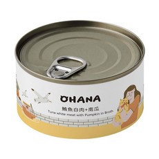 艾爾發寵物 OHANA 歐哈吶 貓副食湯罐 無穀 無膠 80g x 24罐 /箱, 1個, 鮪魚白肉＋南瓜