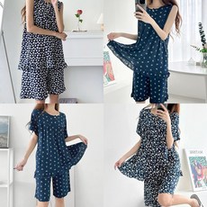 여성5부 꽃을 품은 냉감 상하세트/ 반팔 민소매 반바지 냉장(쿨) 상하