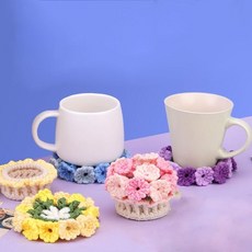 뜨개실 DIY 티코스터 컵받침 패키지 묶음 수예 제작 4p 23301EA 1(ea), 패키지 세트