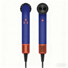 HD18全新恆溫護髮彎管吹風機，四款智能風嘴，輕巧高速，呵護秀髮, 寶藍色110V, 單風嘴110V