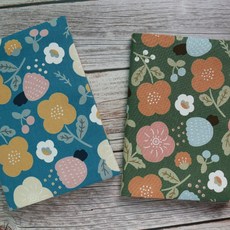 夏之花 書衣 書套 可調式布書衣 秋葉手作 兩色可選, 1個, 藍綠色,A6