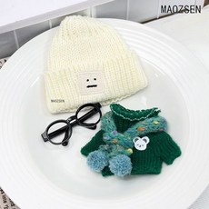 台灣出貨 新店優惠 娃衣 衣服 娃娃衣服 新款10cm娃衣可愛針織毛衣棉花娃娃帽子圍巾套裝毛絨公仔玩偶服飾, 1個, 黑色框鏡（只有眼鏡）,合適10cm棉花娃娃穿