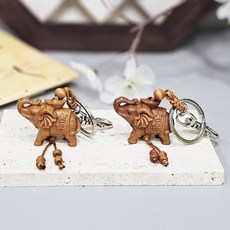 재물복 대추나무 목각 코끼리 열쇠고리 단체선물 액운부적 사고부적 차키고리 가방고리, 무료기본포장, 1개