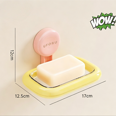 UFORU 흡착식 비누 받침대 수납 선반 벽걸이형, 1개, 옐로우