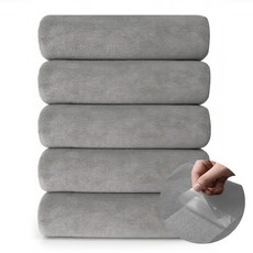 아라자 호텔수건 고급 먼지없는 수건 10장 무형광 알러지/진드기 세면 타올 OEKO-TEX 인증 타월 빠른 건조 세면 타월 400GSM, 03연회색, 5개
