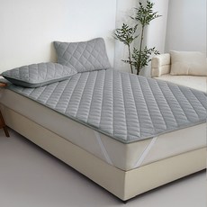 두꺼운 다이아 누빔 침대 방수패드 사계절 솜중량 200g, 그레이