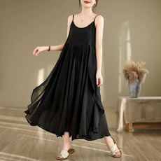 오브유 팡쿠 린넨 원피스 에스닉 시원한 민소매 루즈핏 마 나시