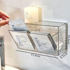 壁掛式亞克力化妝品收納盒, 1個, 壁掛式置物架-多功能雙格SF2740