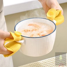 행운몰 하트모양 실리콘 냄비장갑 1p 실리콘오븐장갑, 옐로우