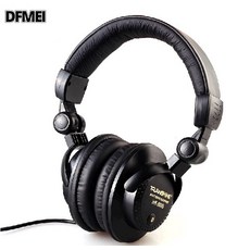 DFMEI HR-960B頭戴式監聽耳機音樂降噪pc電腦有線專業k歌頭戴式耳機, 黑色, 如圖