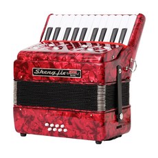 聖傑8貝斯司兒童手風琴 初學成人22鍵專業演奏琴 中老年人入門 貝斯兒童手風琴 初學入門益智早敎啓懞樂器, 酒紅色, 1個