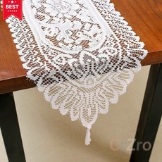 레이스 테이블러너 식탁보 130cm 화이트 자수 매트 인테리어 장식 가구 덮개 엔틱 소품