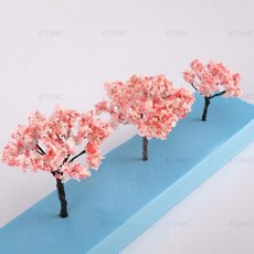 DIY場景沙盤模型材料 A款鐵絲景觀樹 粉白花樹 - 建築模型微縮景觀裝飾, 高5釐米 一棵, 1個