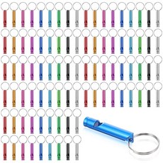 100피스 비상 호루라기 키체인 알루미늄 생존 호루라기 키 체인 캠핑 하이킹 보트 사냥 낚시용