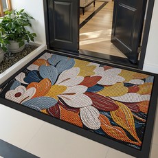 彈力絲入戶地墊 混紡別墅地墊 商場門口地墊 橡膠底 大門刮泥墊 防塵腳墊, 逸彩葉蹤