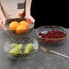 Siemzon 과일쟁반 다용도 청과채수대야 망치무늬, 3개, 믹스컬러