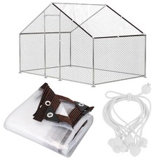 1.9 x 4.9m(6.6 13피트) 닭장 커버 볼 번지 코드 10개 포함 투명 방수 소재 햇빛 비 눈 저온으로부터 보호104893, 1.9 x 4.9m(6.6 13피트) 닭장 커버, 볼