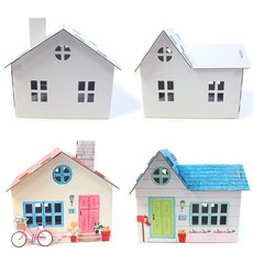 더조은키즈 (5명용)예꾸하우스 종이집 꾸미기 색칠 놀이 DIY 만들기 키트 어린이 미술교구, 굴뚝유