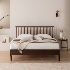 [삼익가구] 위럭스 원목 침대(파워 본넬스프링 매트리스-퀸), 월넛