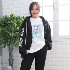 Disney 迪士尼 女款米奇印花連帽長袖外套+長褲