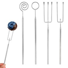 초콜릿 디핑 도구 4개 스테인리스 스틸 캔디 포크 스푼 세트 퐁듀 포크 베이킹 용품 액세서리 만들기 트러플 케이크 장식에 적합, 초콜릿 디핑 도구 4개, 스테인리스 스틸 캔디 포크 스