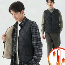방한조끼 겨울 양털베스트 발열 깔깔이 방한 뽀글이 보온 경량 조끼 착용 남녀, 1개, 블랙 105-110