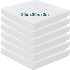 6팩 1CM 40 6CM 스퀘어 덮개 공예 2인치 소파 16인치 스터핑 프로젝트 30D 또는 의자 화이트 고밀도 시트 교체 쿠션 패딩 DIY, 2" X 16" X 16"