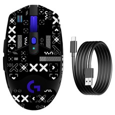 로지텍 G304 X 라이트 스피드 듀얼 모드 무선 게이밍 마우스, 블랙 프린티드 블랙 프린티드