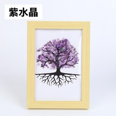 NIAN NIAN BU WANG 生命樹水晶相框 礦物擺飾居家裝飾, 1個, 生命樹水晶相框B:紫水晶