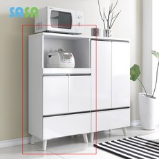 사사가구 모던화이트 600 도어서랍형 수납 렌지대, 화이트, 3단